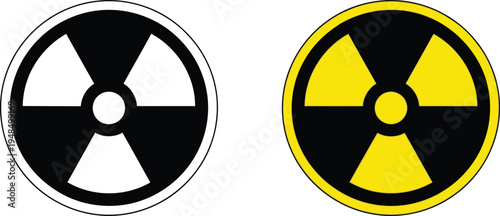 Comparison of two radioactive warning symbols with different color schemes Vector