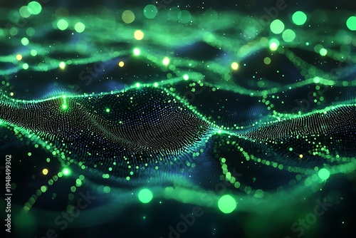 AI connectivity network glowing green futuristic nodes image photo picture