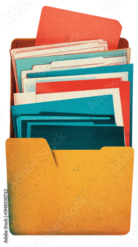 Colorful File Folder with Papers.