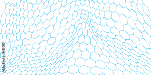 Fishing or soccer net. Repeated hexagon pattern. Black wired mesh texture isolated on white background. Metallic or fabric fence, cage or lattice structure. Vector graphic Illustration.