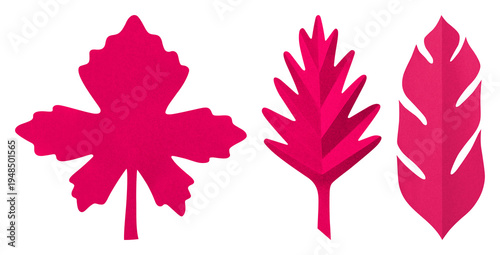 PNG Vibrant red paper cut leaves on transparent background