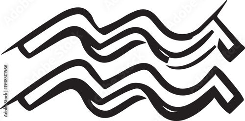 Aquarius Zodiac Sign Icon Black Outline Flat Design Isolated White Background