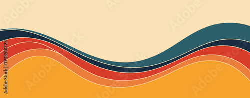 Retro Style Abstract Background With Wavy Lines In Earthy Tones vector illustration
