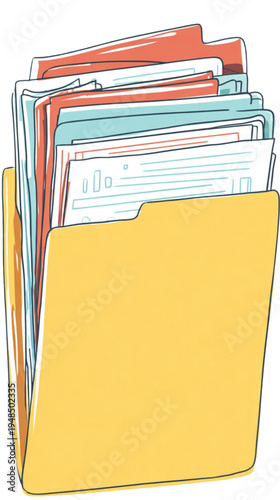 Colorful File Folder with Documents.