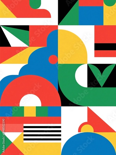 Vibrant Abstract Geometric Shapes with Colorful Patterns and Design