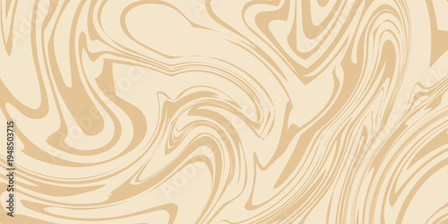 Beige marble acrylic swirl seamless pattern. Coffee latte, caramel, ice cream texture. 1970s trippy psychedelic waves print background.