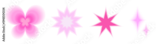 PNG Vibrant pink abstract floral shapes on transparent background