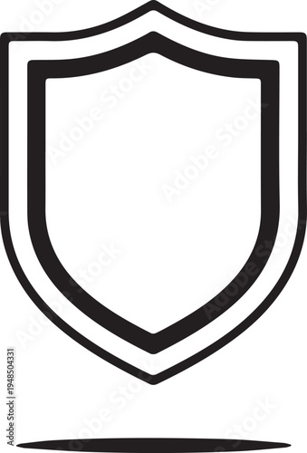 Bold Black Shield Icon Isolated on White Minimalist Security Emblem Design