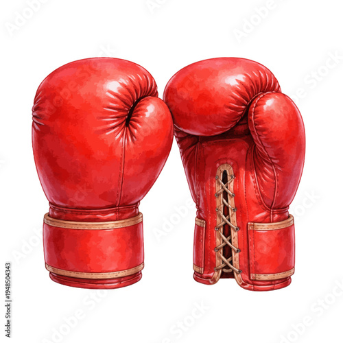 A watercolor vector of boxing gloves for boxing sport designs, fight training themes, and athletic competition illustrations