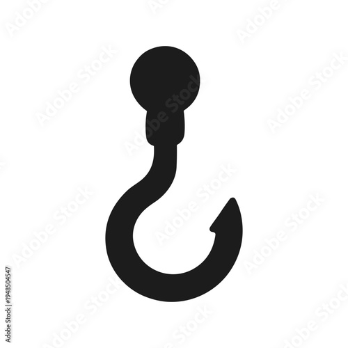 Fishing hook icon solid black icon set vector illustration