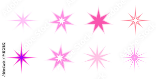PNG Vibrant pink starburst designs on transparent background