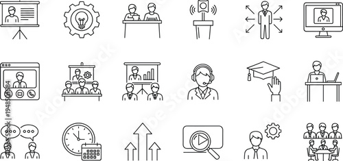 Education, Training and Online Learning Line Icons Set
