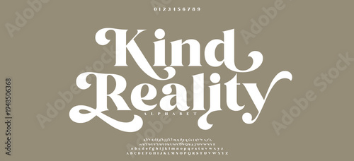 Kind Reality Elegant alphabet letters font logo. Typography luxury classic lettering serif italic fonts decorative wedding vintage retro brand logos. vector illustration
