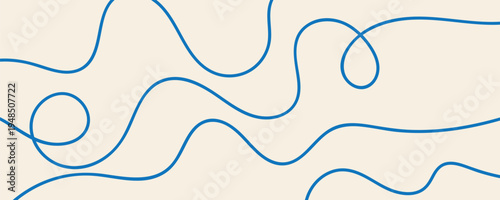 Abstract wavy linear background. Vector illustration of outline random chaotic lines. Creative background with quirky waves