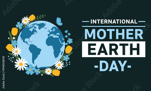 International mother earth day celebration with floral globe emblem