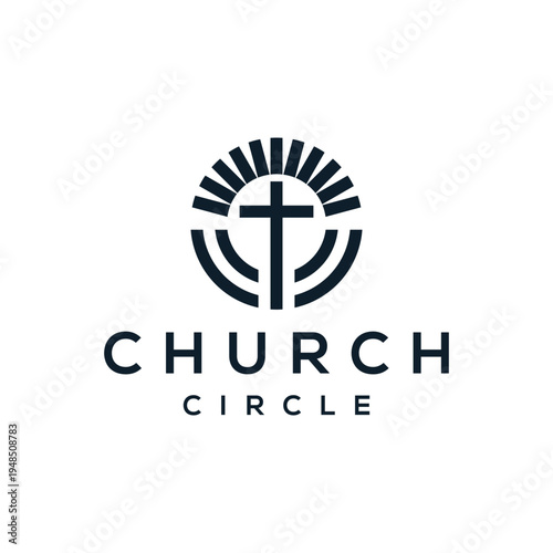 Circular Jesus Cross Christian Church with Summer Logo design