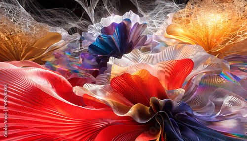 Intricate abstract patterns created for backgrounds and screensavers. High-quality 3D renderings with complex patterns.