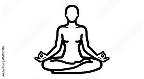 Black line art of a person meditating