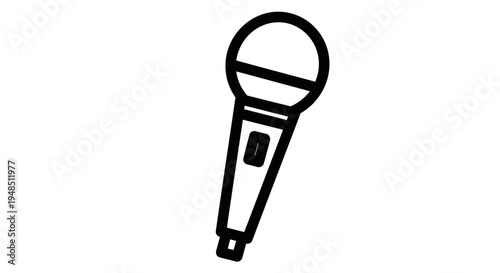 A simple black line drawing of a microphone