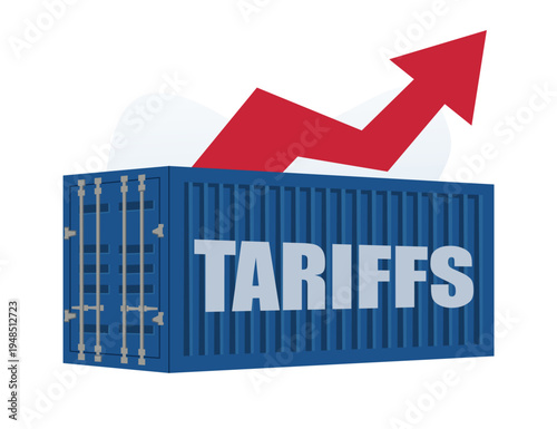 Illustration representing USA economy concept and trade tariffs with the shipping container. Ideal for financial news