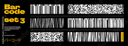 Barcode Badge Code in An Abstract 13 Art Style with Ean Bg for Buy Bw Background. A Black and Brutalist Border With Bar, Binary, and Computer Concept Consumer Line Art. Vector Data