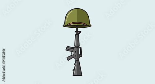 An illustration of a military helmet on top of a rifle on Day of the Veterans