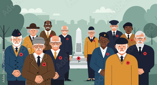 A solemn gathering of veterans on Remembrance Day of the Veterans