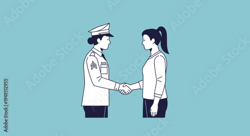 Veterans Day Celebration with a handshake between a military officer and a civilian on a formal occasion