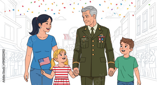 Family celebrates Day of the Veterans with pride and patriotism marching