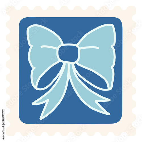 Foto PNG Elegant blue bow stamp illustration, transparent background