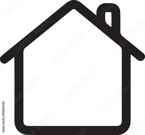 Minimalist Tiny House Icon Black Outline Isolated White Background 2D Design