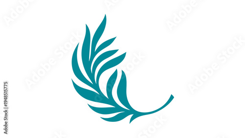Minimalist Teal Feather or Leaf Abstract Logo Design