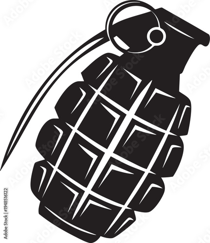 Black silhouette of a hand grenade a military explosive weapon icon isolated on a white background for design purposes
