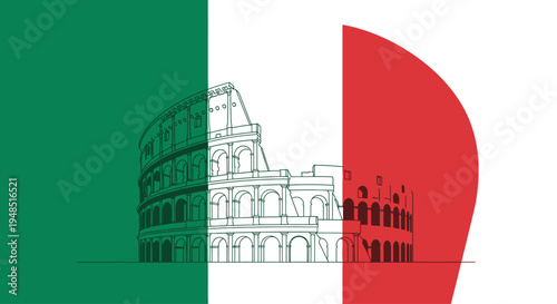 Colosseum Rome Italy Landmark Illustration.