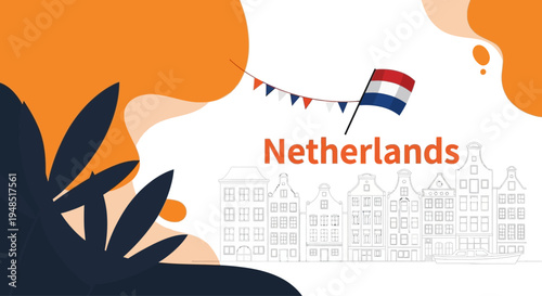 Netherlands flag banner decoration symbol.