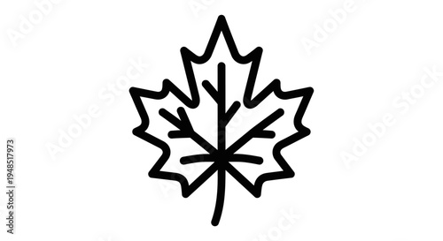 A black line drawing of a maple leaf