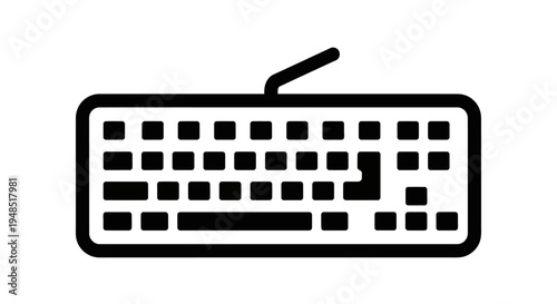 A black and white icon of a computer keyboard