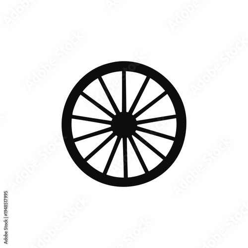 Vintage wagon wheel silhouette vector flat illustration design.