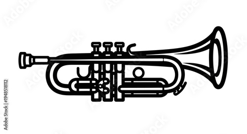 Black line drawing of a trumpet