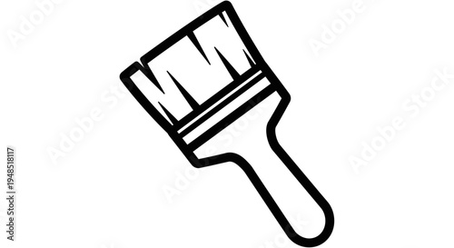A black line drawing of a paintbrush