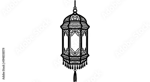 Intricately designed hanging lantern with tassel