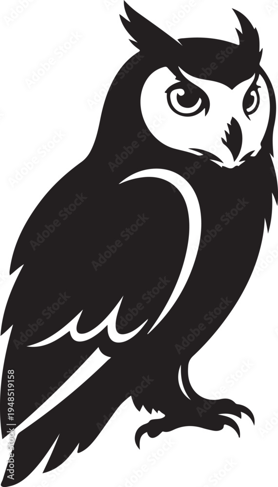 Obraz premium Minimalist Owl Silhouette Vector Illustration Logo Design