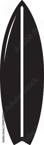 Black Surfboard Icon Silhouette Vector Illustration