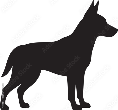 German Shepherd Dog Silhouette Vector Icon on White Background