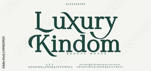 Luxury Kindom Beauty Luxury font alphabet logo. Typography beautiful fashion elegant classic letters serif italic fonts decorative wedding vintage retro logos. vector illustration