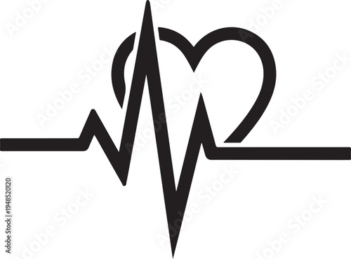Heartbeat EKG Pulse Line with Heart Icon Medical Graphic