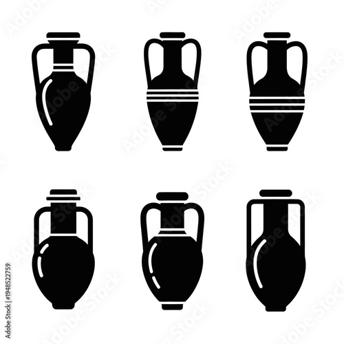 Ancient Greek Amphora Icons Set