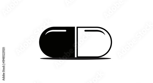 Black and white capsule pill icon.