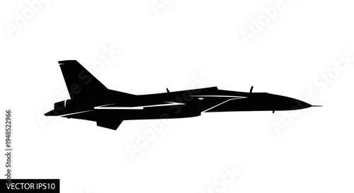 Fighter Jet Military Aircraft Silhouette Side.