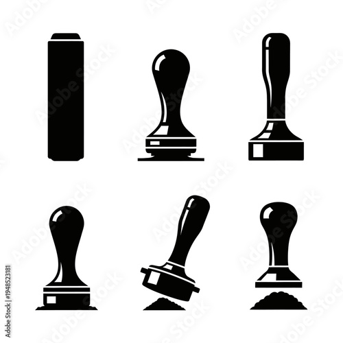 Coffee Tamper Set Icons - Espresso Tool Collection
